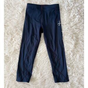 CW-X Women's Endurance Generator Blue Compression Crop Capri‎ Leggings Small